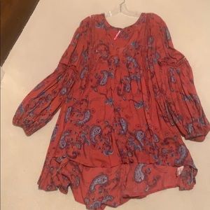 Free people red patterned dress